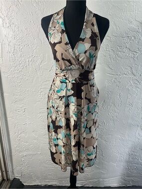 Roulette Floral Halter‎ Dress Ruched Waist Size Small